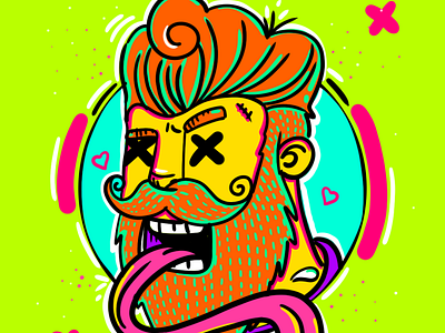 Sir Juan Lover Boy doodle illustration neon
