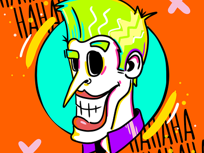 Joker doodle illustration joker neon