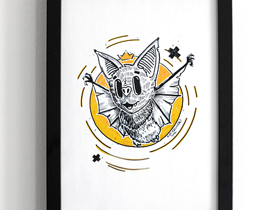Cute Bat doodle illustration inktober