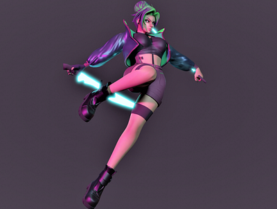 Cyber Girl 3d 3d character 3d design 3d model character design game game design topology video game