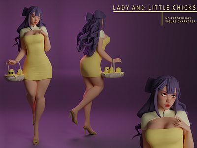 Lady and Little Chicks 3d 3d character 3d design 3d model character character art design digital sculpting idea inspiration sculpt