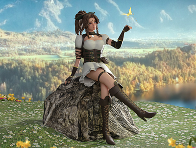 Cynthia 3d 3d character 3d design 3d model art character character art character design cute demo design fantasy game game character render steam video game