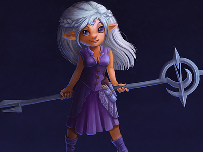 Night Mage digitalpainting enchantress fantasy girl gnome illustration mage painting purple sorceress staff witch