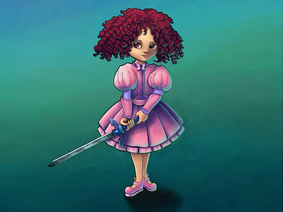 Zelda Girl curly fighter girl link pink sword tough warrior zelda