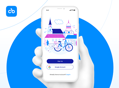 ClujBike - The bike-sharing app bike blue cluj clujbike colorful concept design illustration map mobile mobile app product route trip ui ux vector
