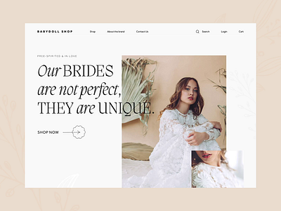 Bridal Webshop - Concept animation bridal clean concept e commerce fashion interaction landing page online shop pastel romantic serif typography ui web webpage webshop wedding