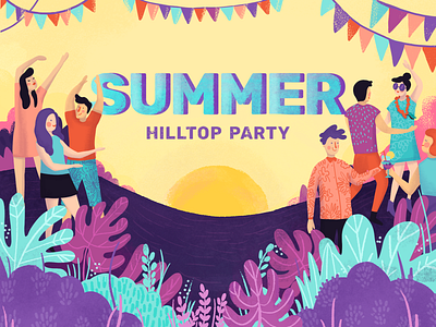 Feels like summer brush celebrate dance fun groovy illustration illustrator nature party people photoshop pink plants summer vibes