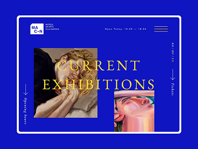 Museum of Art Cluj-Napoca website redesign concept animation art blue colorful design desktop exhibition homepage interaction interface longscroll museum scroll typography ui ux web webdesign website yellow