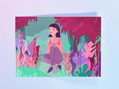 Girl in the Woods - Illustration