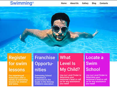 Swimming Landing Page boostrap css design html jpg logo png psd typography xd