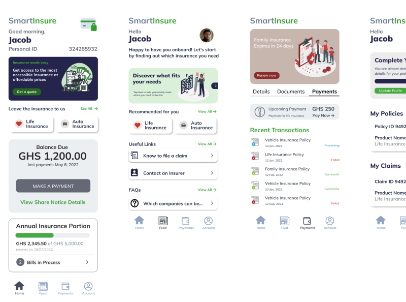 Mobile Application View for Smart Insure by Kwaku Bobie OseiTutu on