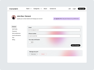 Settings Page | Daily UI 007 design product design settings settings page ui ux web design