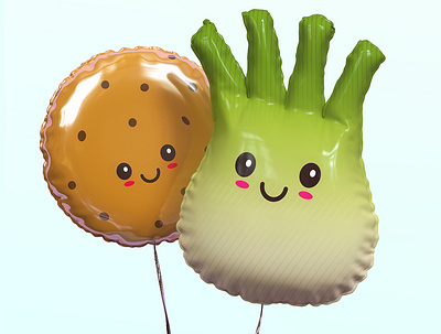 Fennel & Cookie 3d balloon c4d character cinema4d cookie cute fennel octane octanerender render