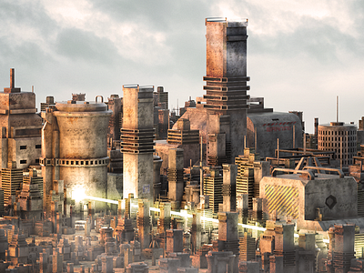 Dystopian city 3d 3drender c4d cinema4d city dystopia octane octanerender render