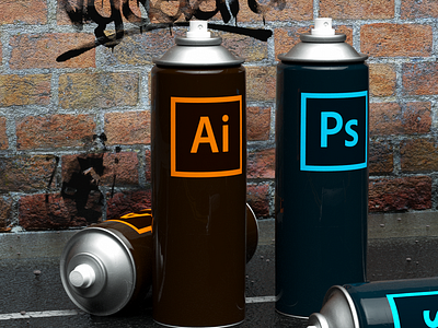 PS & AI Spraycan 3d c4d cinema4d illustration illustrator octane octanerender photoshop render