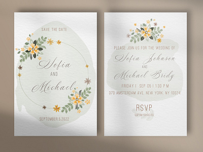 Wedding invitation graphic design invitation vector watercolor wedding
