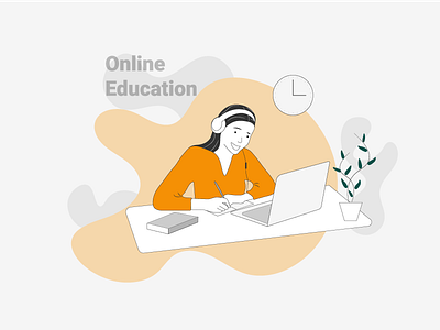 Landing page education girl graphic design illustration landing page online education vector