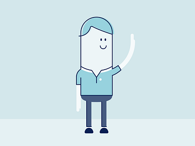 Happy guy waving animation blue character ecommerce guy happy illustration warehouse waving
