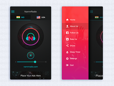 Kannada Online Radio app icon navigation radio sidebar ui