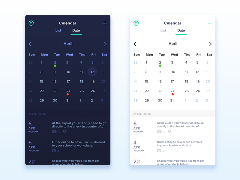 Calendar app new version by Kiran Shastry on Dribbble