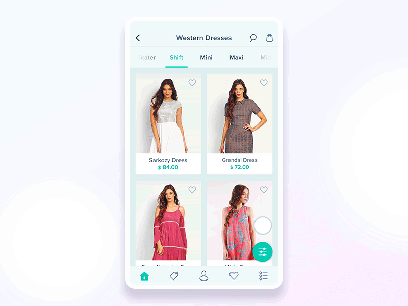 Filter interaction design app cart ecommerce fashion flat intraction.filter product shop ui ux