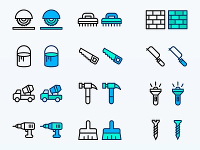 Construction icon Set colour icon flat icons icons line icon tools