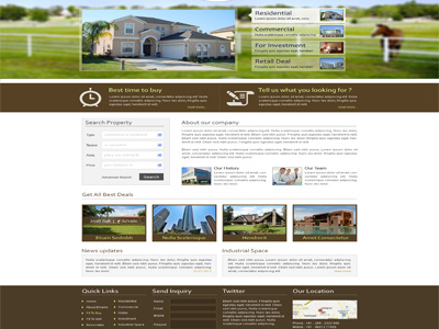 Landing Page for Real Estate Portal black blog grey homepage icon landing page ui ux welcome page white yellow