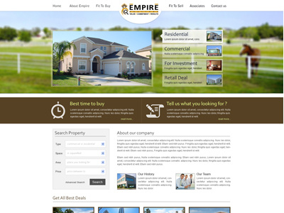 Empire Realestate home page landing page ui ux website designing