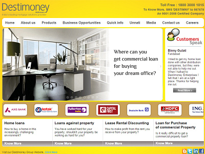 Destimoney Revised home page landing page website designing