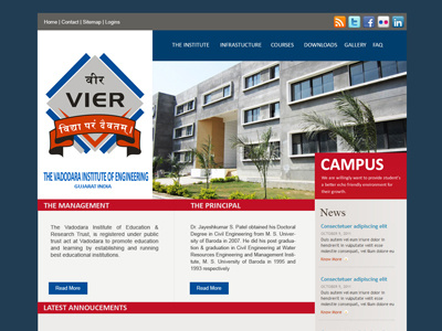 Vadodara Institute of Engineering blue collge dark blue dynamic events home page homepage news red ui ux