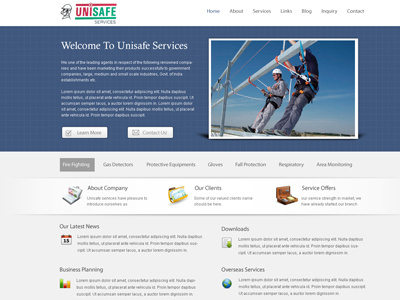 Unisafe Services desing home page homepage layout