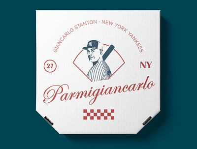 Parmigiancarlo baseball boxes design illustration logo newyork pizza typography yankees