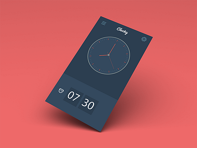 Clocky, a simple alarm clock for iOS by Fabrizio del Gaudio on Dribbble