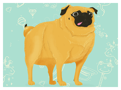 Betty the pug betty commission dog freelance freelancer illustration photoshop pug thug