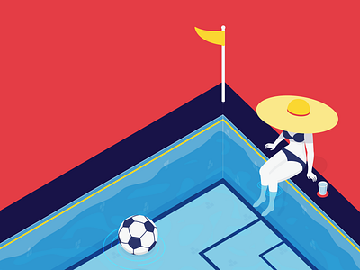 Pool Side football animation art deco brand colour football illustration photoshop pool primary simple stylized