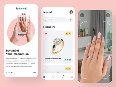 Jewwwel App 2020 trends app app design application ar ar app clean design jewelery jewelry ui ui elements uidesign ux vr vr app