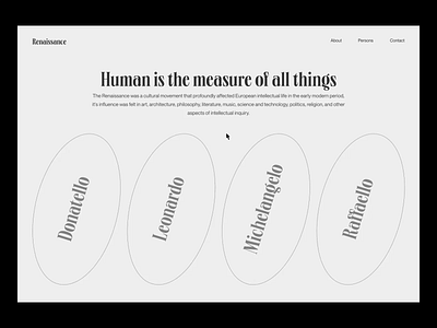 Renaissance Homepage Animation 2020 trends 2021 trend after effects animation art design minimal renaissance ui ui elements uidesign ux web web design