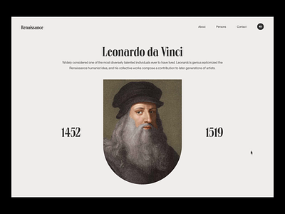 Renaissance Leonardo da Vinci Animation 2020 trends 2021 trend after effects animation design minimal ui ui elements uidesign uidesing ux web web design website