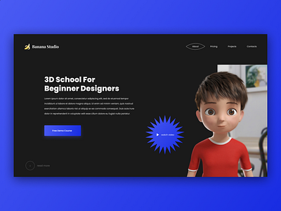 Banana Studio 3d 3d art design designs homepage landing landing page school typography ui uidesign web web design website