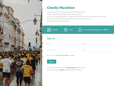 Charity Marathon dailyui sign design sign in form sign up page ui desgin ux design web design web page