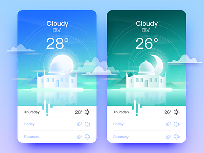 Weather App _仰光 app architecture cloudy color foggy illustration interface snow sunny ui weather