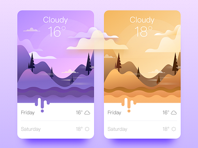 Weather App app architecture cloudy color foggy illustration interface snow sunny ui weather