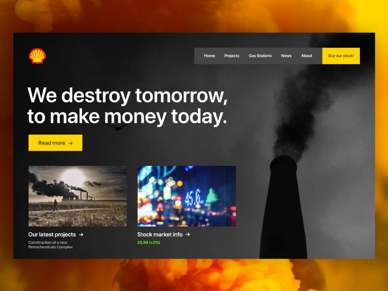 SHELL — REDESIGN climate change climate environment politics landing page landing redesign hell homepage