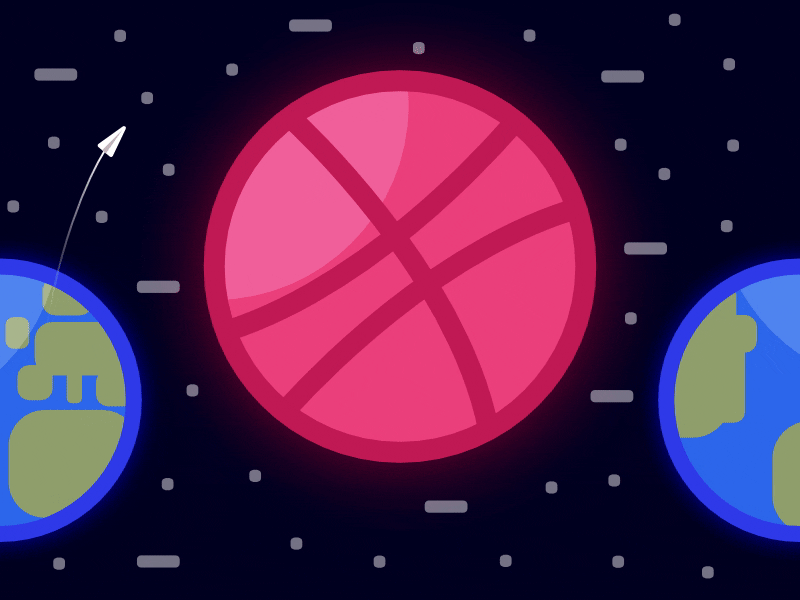 2 invites - join planet Dribbble! animated dribbble gif invite notification planet space