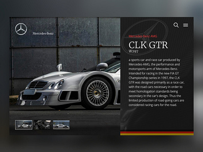 Mercedes CLK GTR dailyui design mercedes mercedes benz webdesign website websitedesign
