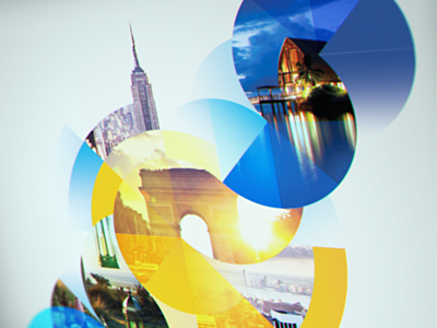 Destinations beach blue circle circles destinations dot dots graphic design illustration new york paris resort travel yellow