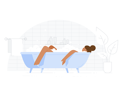Google Health - Relax at home bath covid covid 19 covid-19 covid19 design epidemic google google health health illustration lockdown material design pandemic realx sick stay at home vector virus