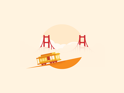 San Francisco cable car california clouds golden gate bridge illustration san francisco