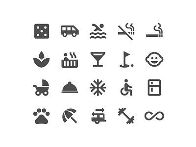 Hotel amenities icon set