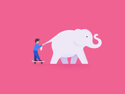 Pink elephant flat illustration material material design pink